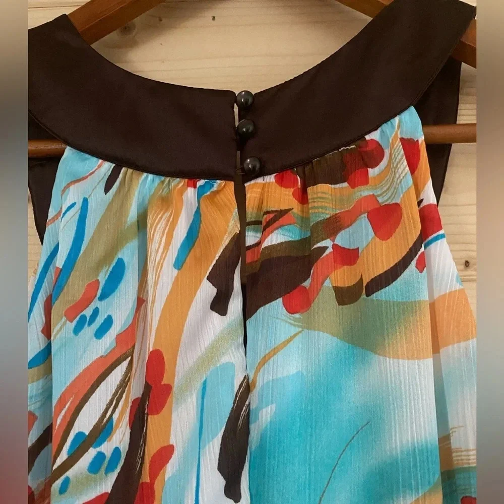 HEART SOUL Women's Small Multi-Watercolor Splash Beaded Collar Bubble Hem Dress